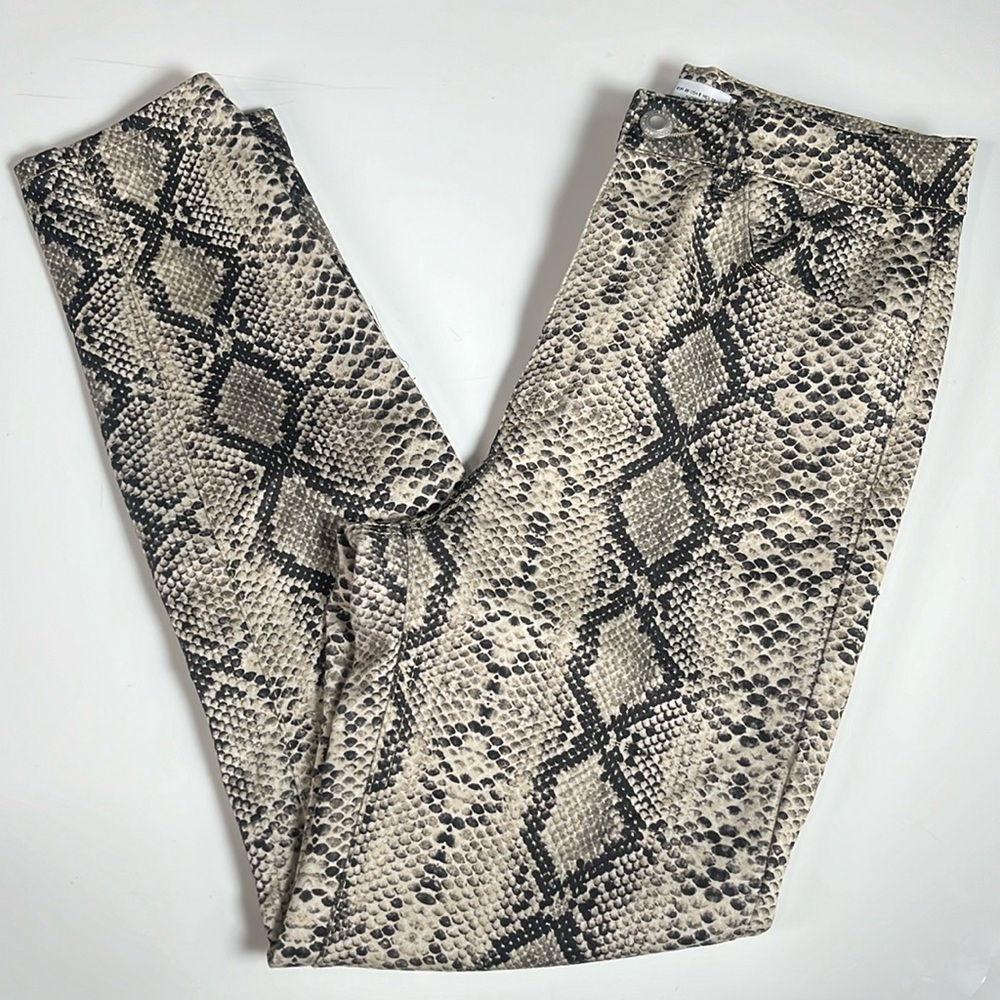 Zara Denim Collection Snakeskin Print Straight-Leg Mid-Rise Jeans 6